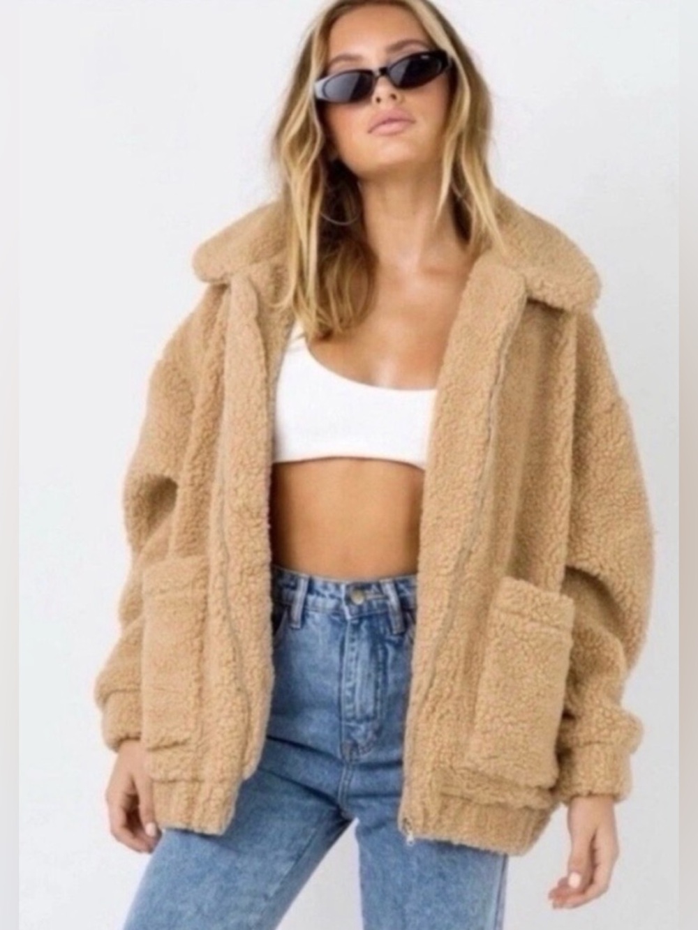 I.AM.GIA Caramel Teddy Bear Pixie Coat - Oversized Sherpa Jacket Size Large